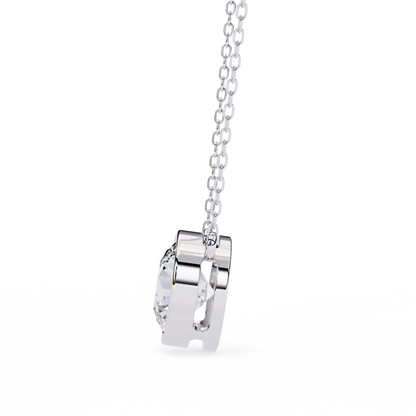 1.8 CT Round Lab-Grown Diamond Bezel Pendant Necklace in 14K Gold & Platinum