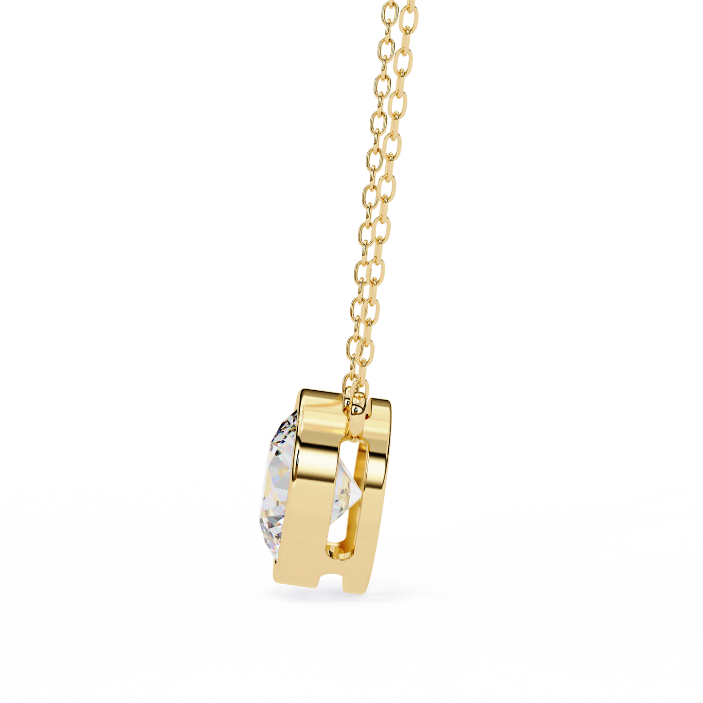 1.8 CT Round Lab-Grown Diamond Bezel Pendant Necklace in 14K Gold & Platinum
