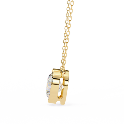 1.8 CT Round Lab-Grown Diamond Bezel Pendant Necklace in 14K Gold & Platinum