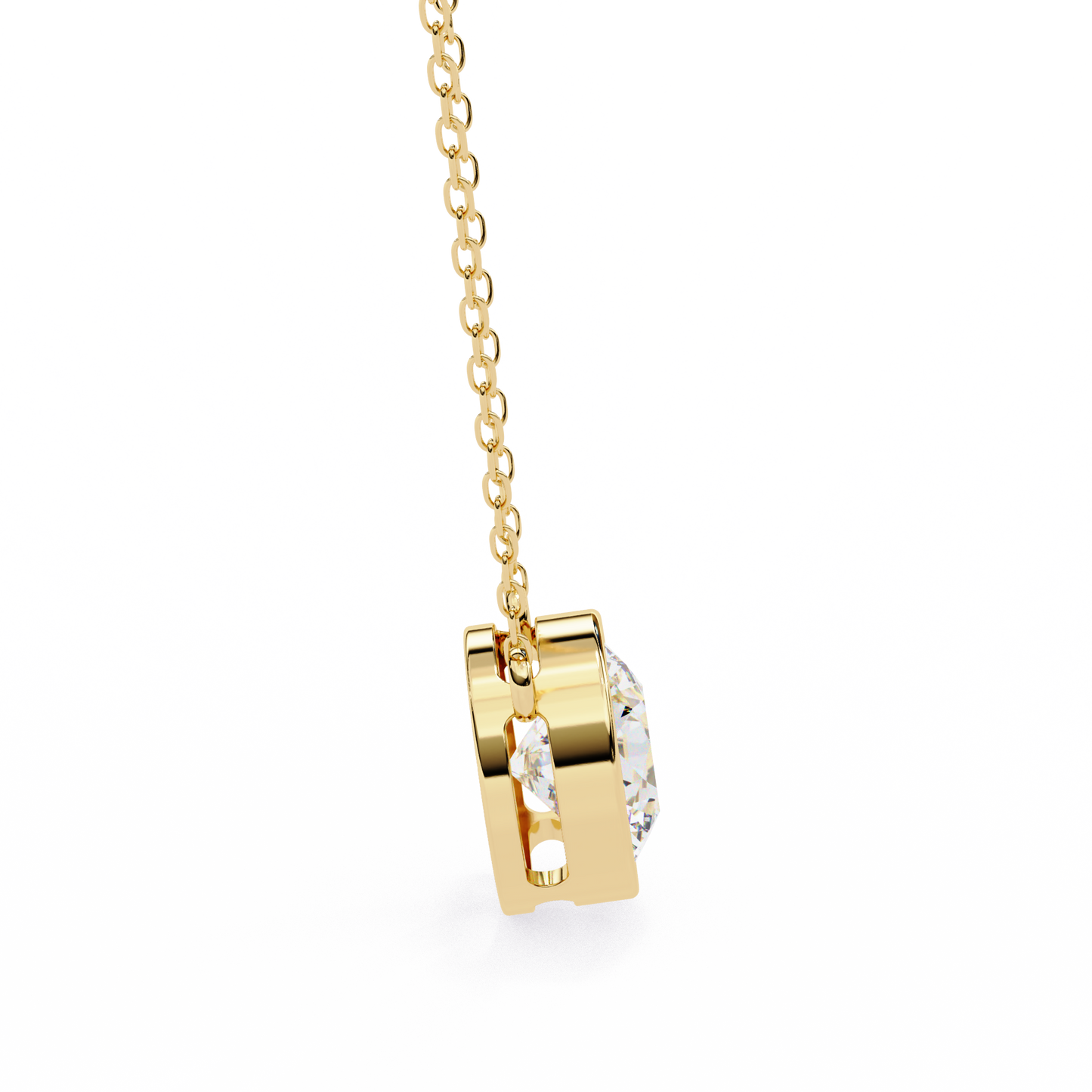 1.8 CT Round Lab-Grown Diamond Bezel Pendant Necklace in 14K Gold & Platinum