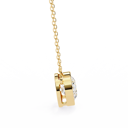 1.8 CT Round Lab-Grown Diamond Bezel Pendant Necklace in 14K Gold & Platinum