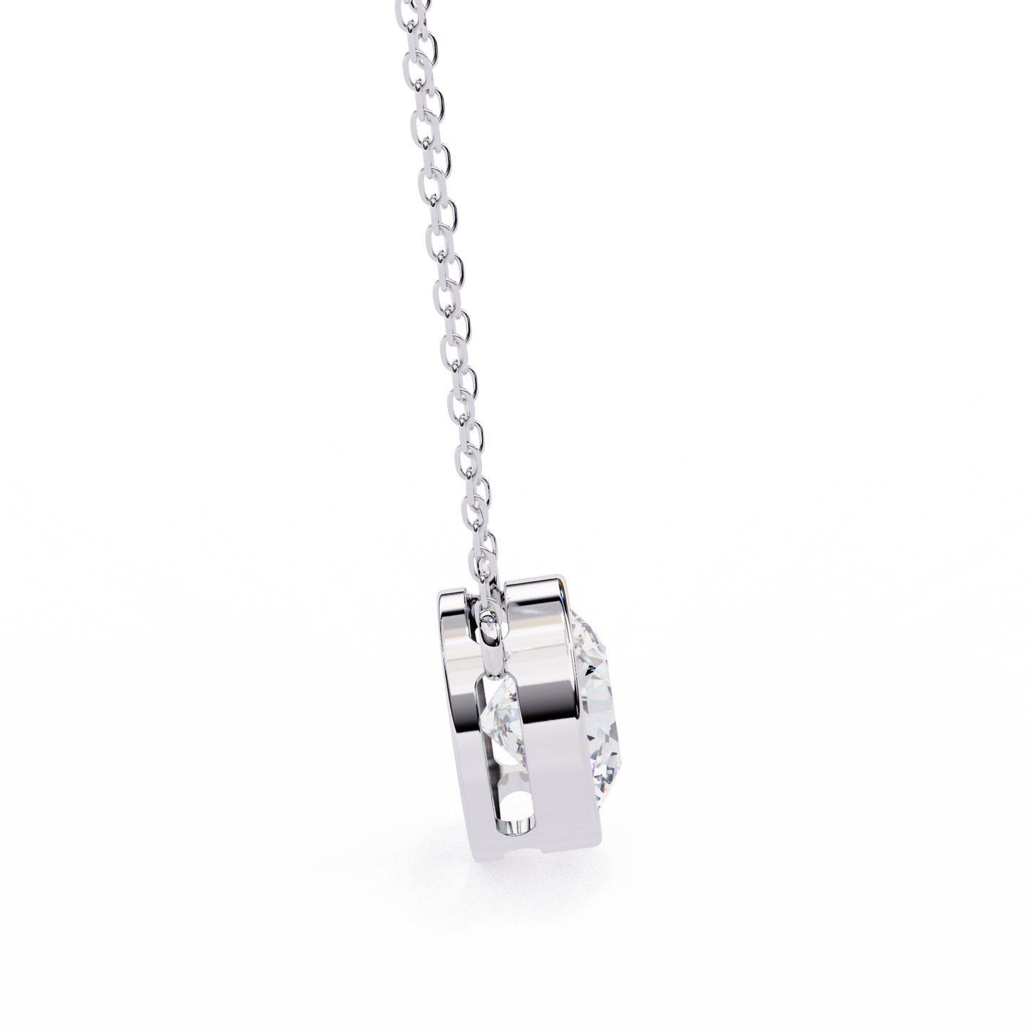 1.8 CT Round Lab-Grown Diamond Bezel Pendant Necklace in 14K Gold & Platinum