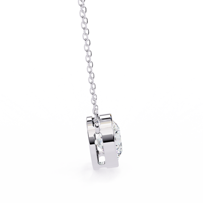 1.8 CT Round Lab-Grown Diamond Bezel Pendant Necklace in 14K Gold & Platinum