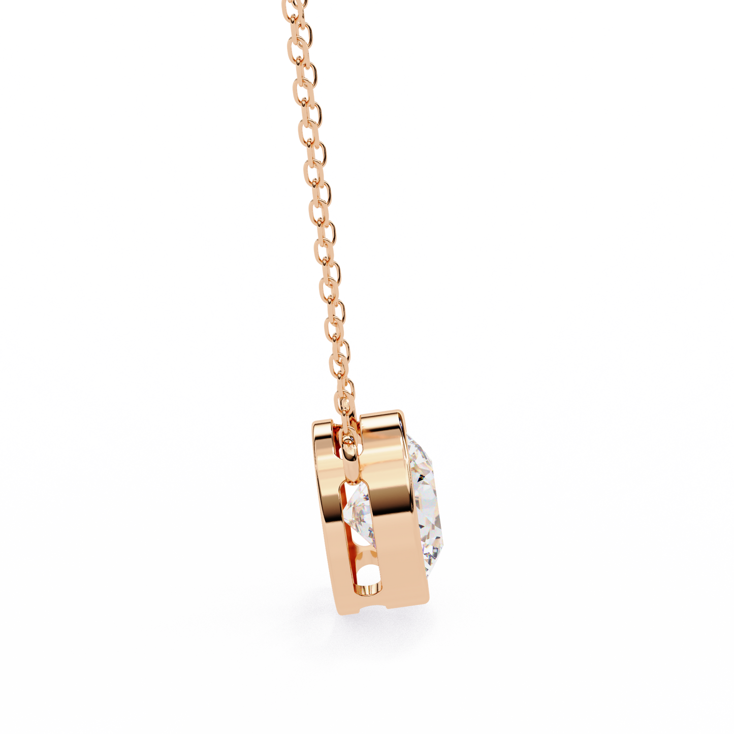 1.8 CT Round Lab-Grown Diamond Bezel Pendant Necklace in 14K Gold & Platinum