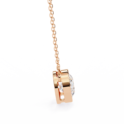 1.8 CT Round Lab-Grown Diamond Bezel Pendant Necklace in 14K Gold & Platinum
