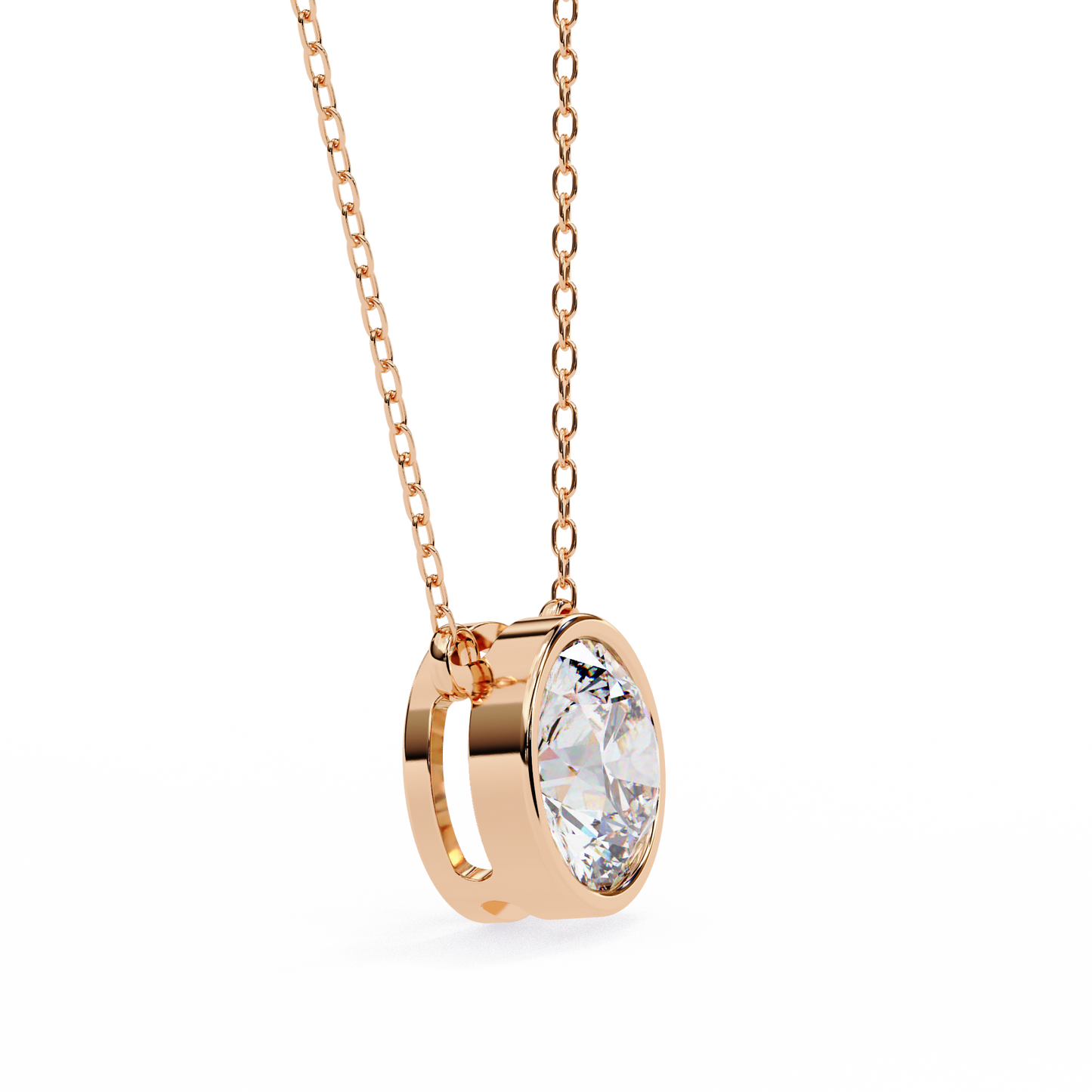 1.8 CT Round Lab-Grown Diamond Bezel Pendant Necklace in 14K Gold & Platinum