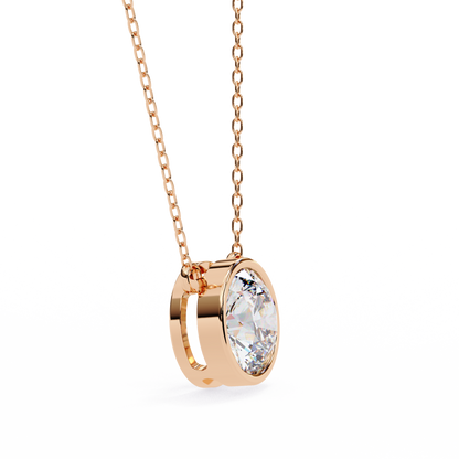 1.8 CT Round Lab-Grown Diamond Bezel Pendant Necklace in 14K Gold & Platinum
