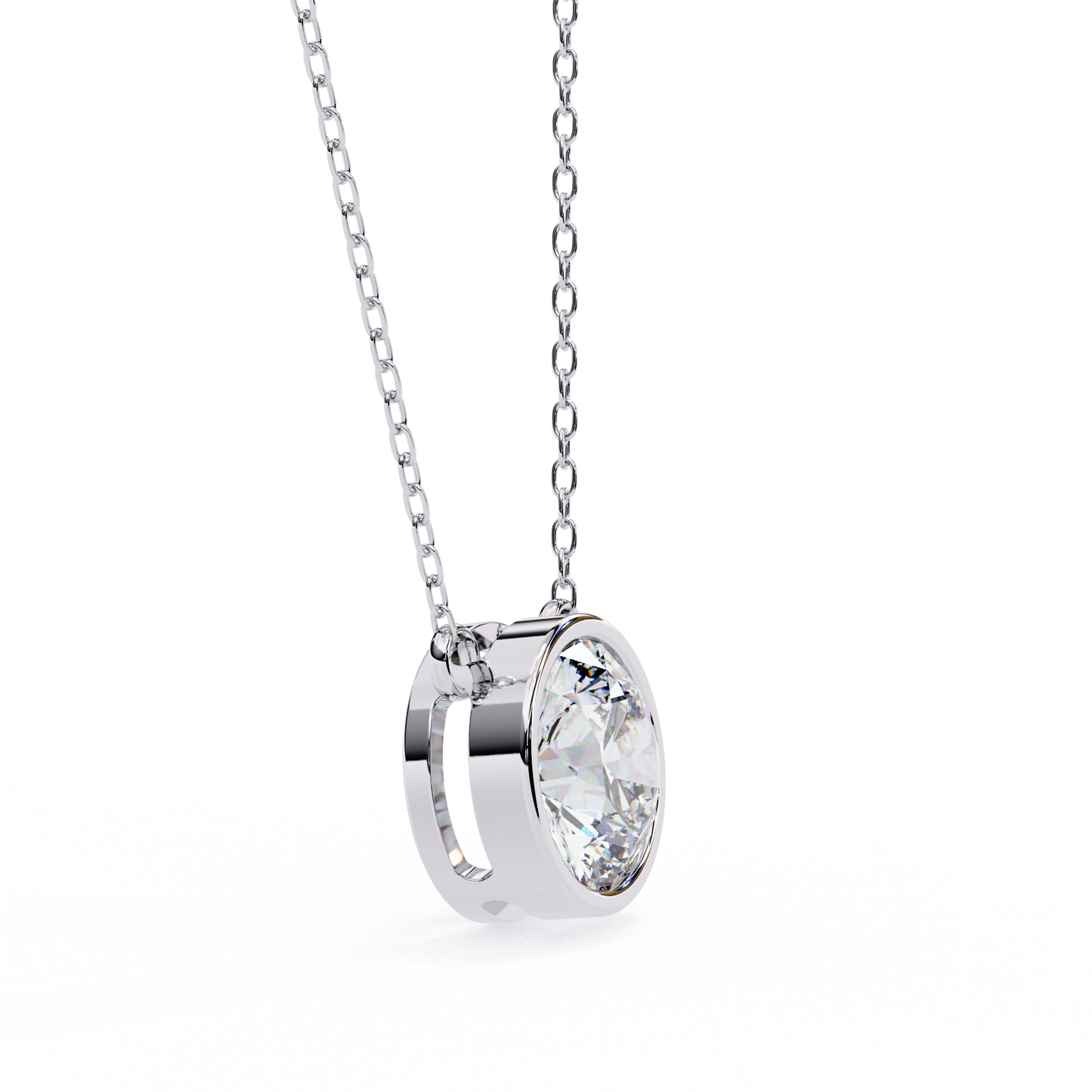 1.8 CT Round Lab-Grown Diamond Bezel Pendant Necklace in 14K Gold & Platinum