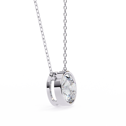 1.8 CT Round Lab-Grown Diamond Bezel Pendant Necklace in 14K Gold & Platinum