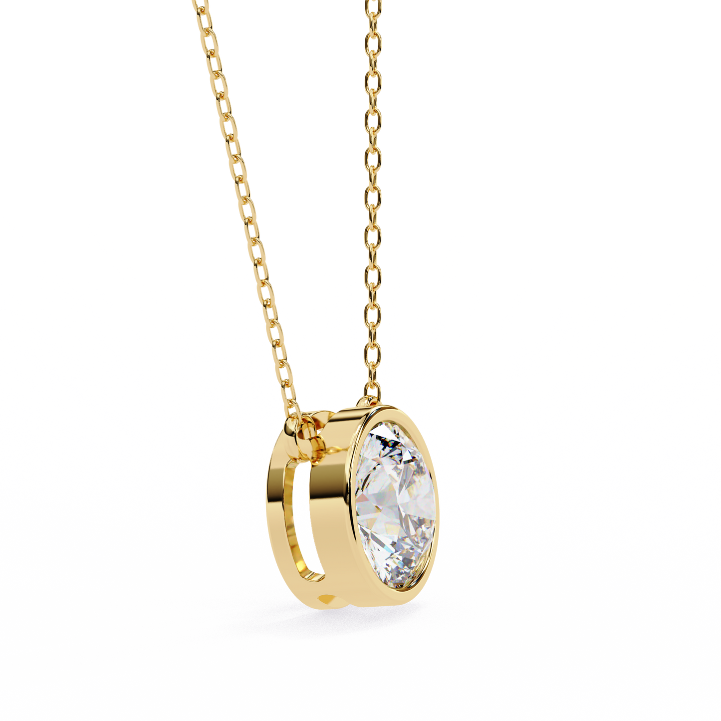 1.8 CT Round Lab-Grown Diamond Bezel Pendant Necklace in 14K Gold & Platinum