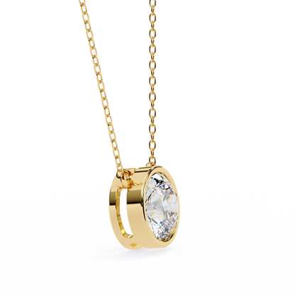 1.8 CT Round Lab-Grown Diamond Bezel Pendant Necklace in 14K Gold & Platinum