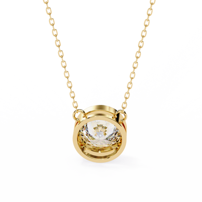 1.8 CT Round Lab-Grown Diamond Bezel Pendant Necklace in 14K Gold & Platinum