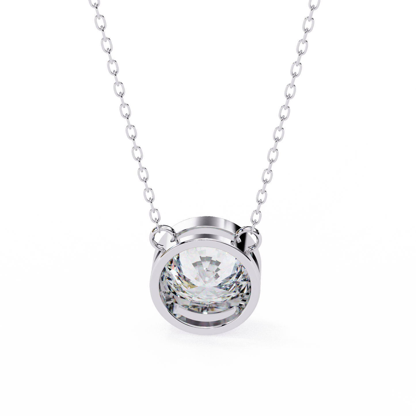 1.8 CT Round Lab-Grown Diamond Bezel Pendant Necklace in 14K Gold & Platinum
