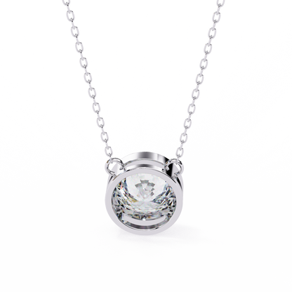 1.8 CT Round Lab-Grown Diamond Bezel Pendant Necklace in 14K Gold & Platinum