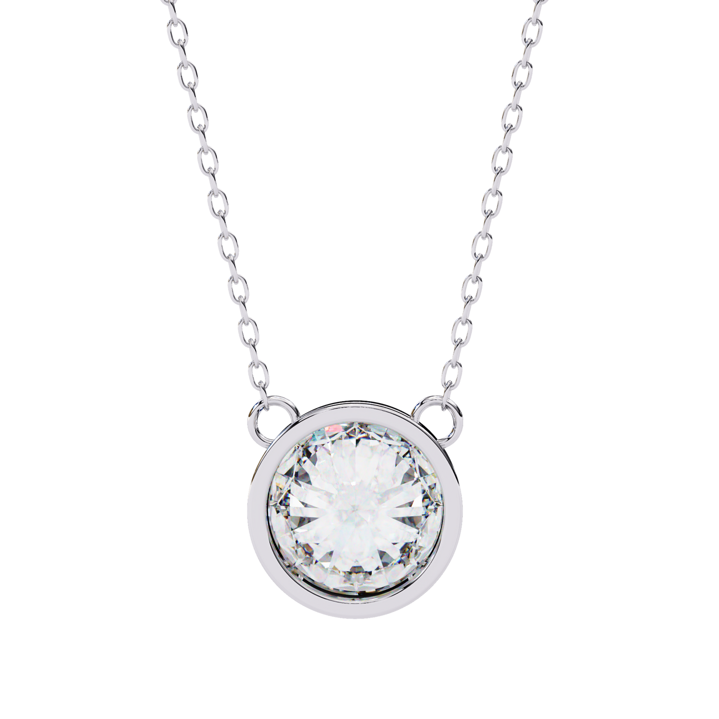 1.8 CT Round Lab-Grown Diamond Bezel Pendant Necklace in 14K Gold & Platinum