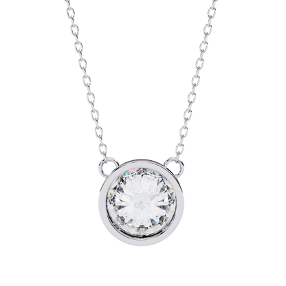 1.8 CT Round Lab-Grown Diamond Bezel Pendant Necklace in 14K Gold & Platinum
