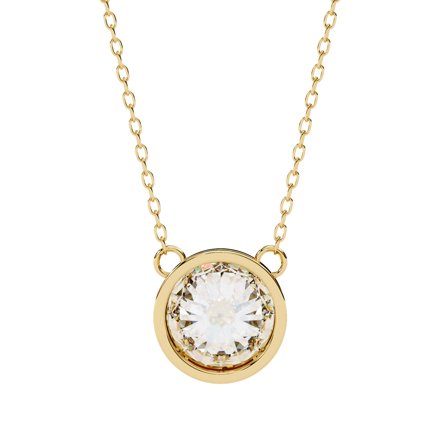 1.8 CT Round Lab-Grown Diamond Bezel Pendant Necklace in 14K Gold & Platinum