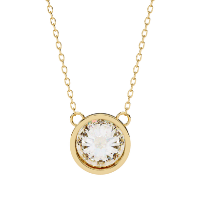 1.8 CT Round Lab-Grown Diamond Bezel Pendant Necklace in 14K Gold & Platinum