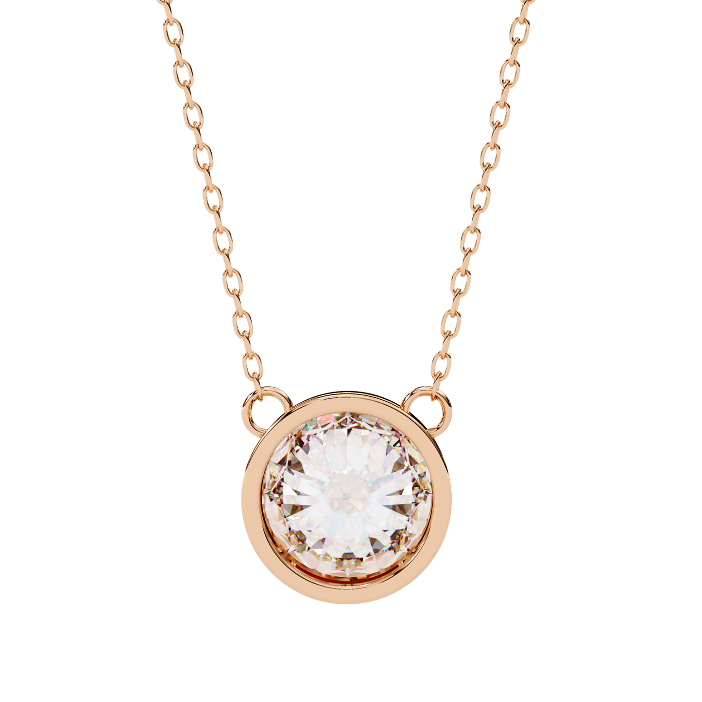 1.8 CT Round Lab-Grown Diamond Bezel Pendant Necklace in 14K Gold & Platinum