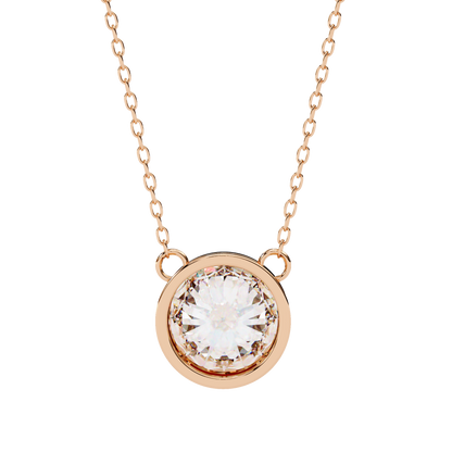 1.8 CT Round Lab-Grown Diamond Bezel Pendant Necklace in 14K Gold & Platinum