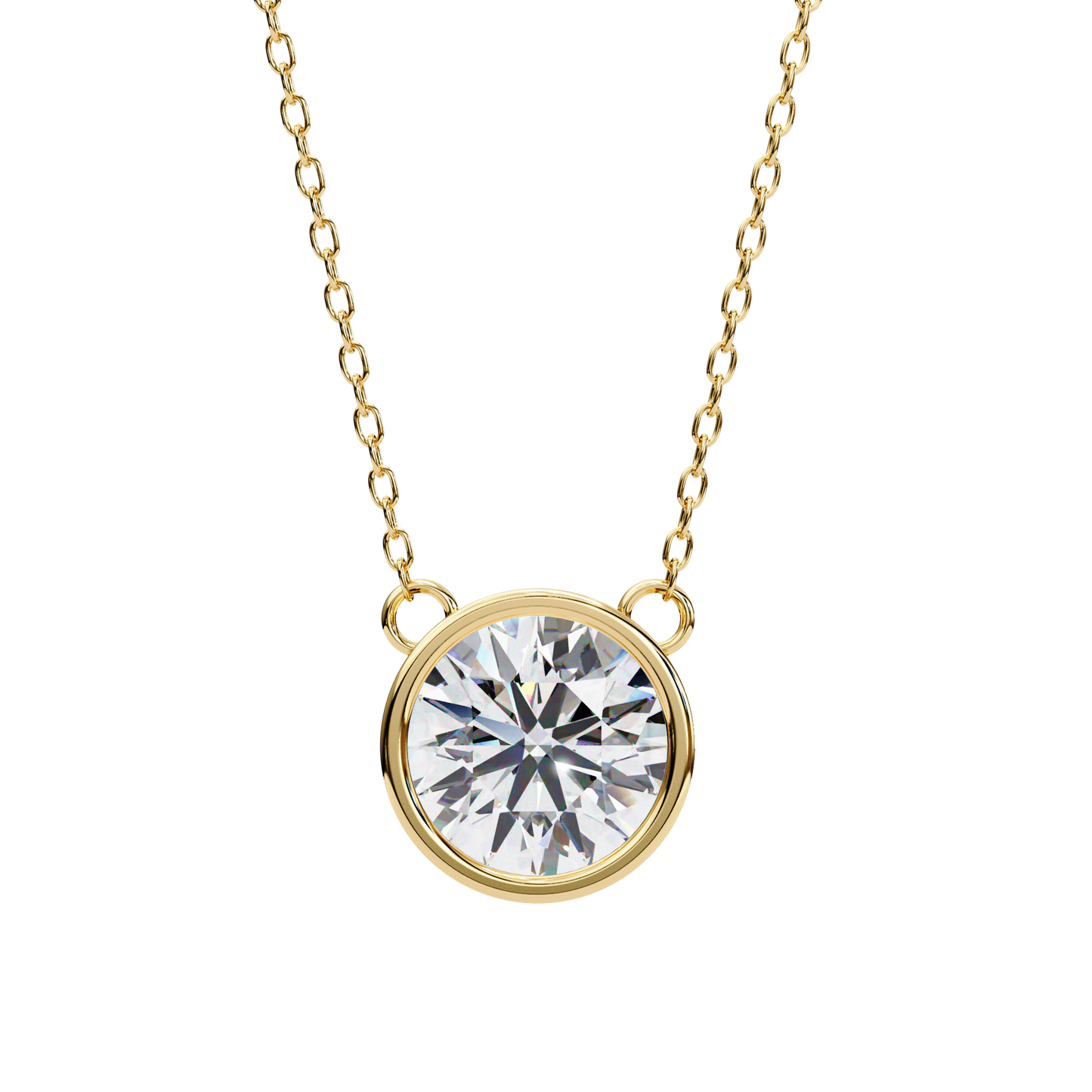 1.8 CT Round Lab-Grown Diamond Bezel Pendant Necklace in 14K Gold & Platinum