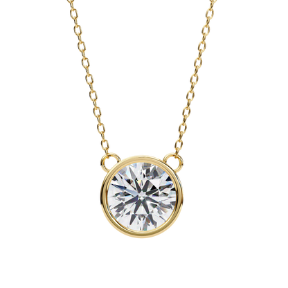 1.8 CT Round Lab-Grown Diamond Bezel Pendant Necklace in 14K Gold & Platinum