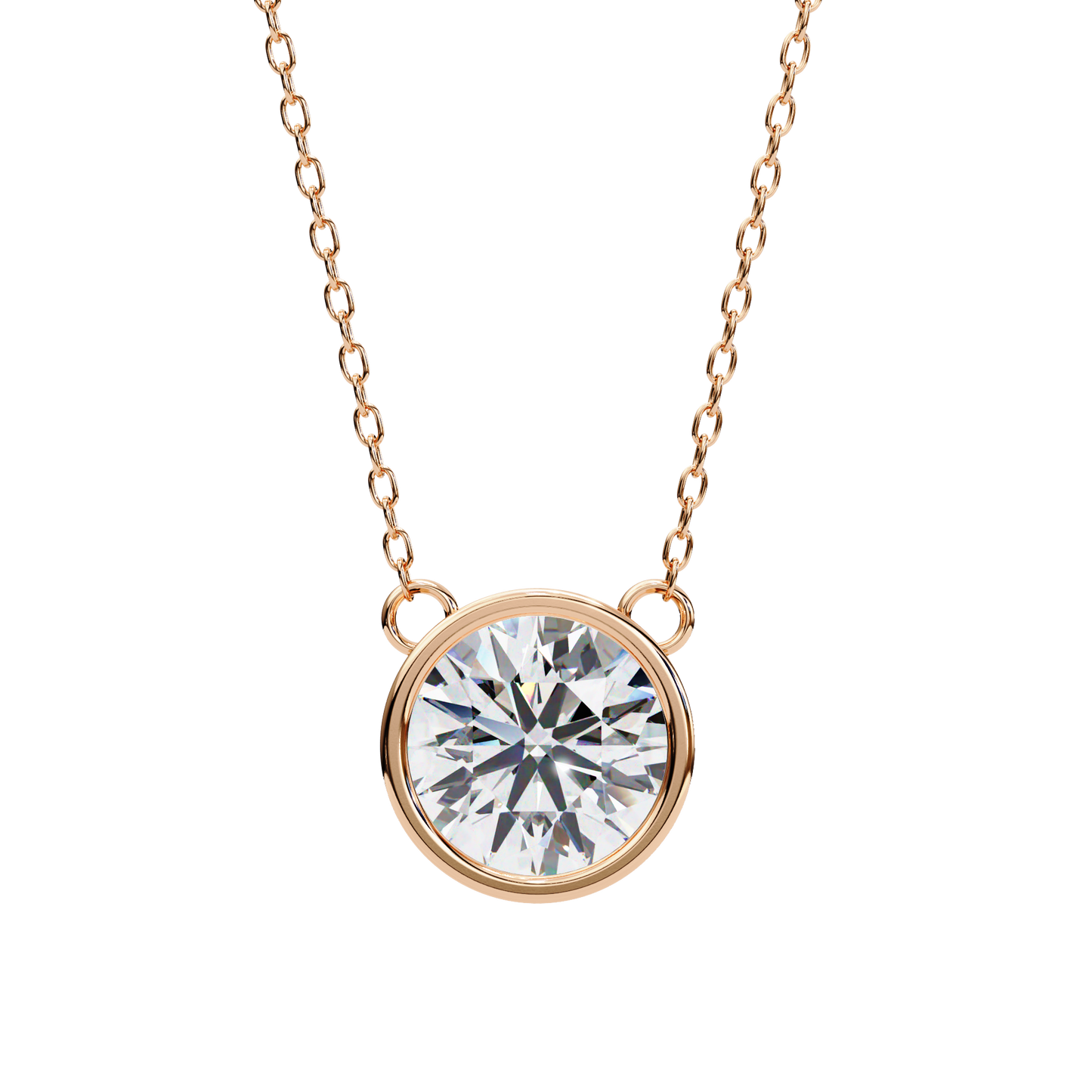 1.8 CT Round Lab-Grown Diamond Bezel Pendant Necklace in 14K Gold & Platinum