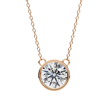 1.8 CT Round Lab-Grown Diamond Bezel Pendant Necklace in 14K Gold & Platinum