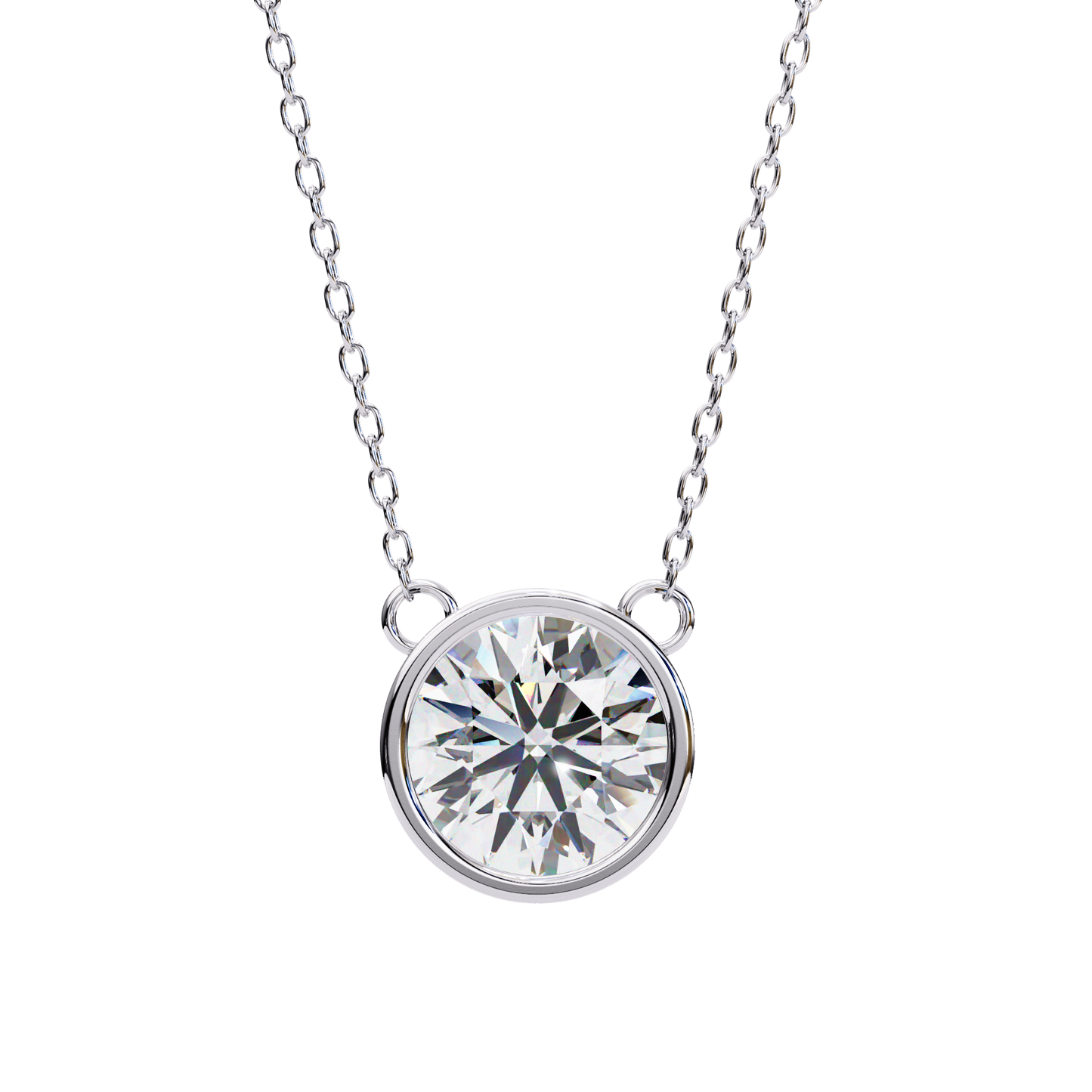 1.8 CT Round Lab-Grown Diamond Bezel Pendant Necklace in 14K Gold & Platinum