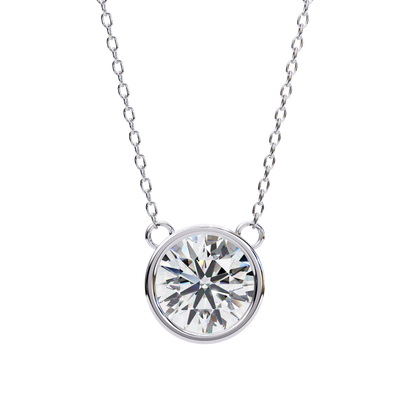1.8 CT Round Lab-Grown Diamond Bezel Pendant Necklace in 14K Gold & Platinum