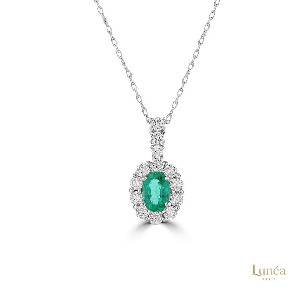 Oval 2 ct. Diamond Halo Pendant | Lab Grown | 14K Gold & Platinum