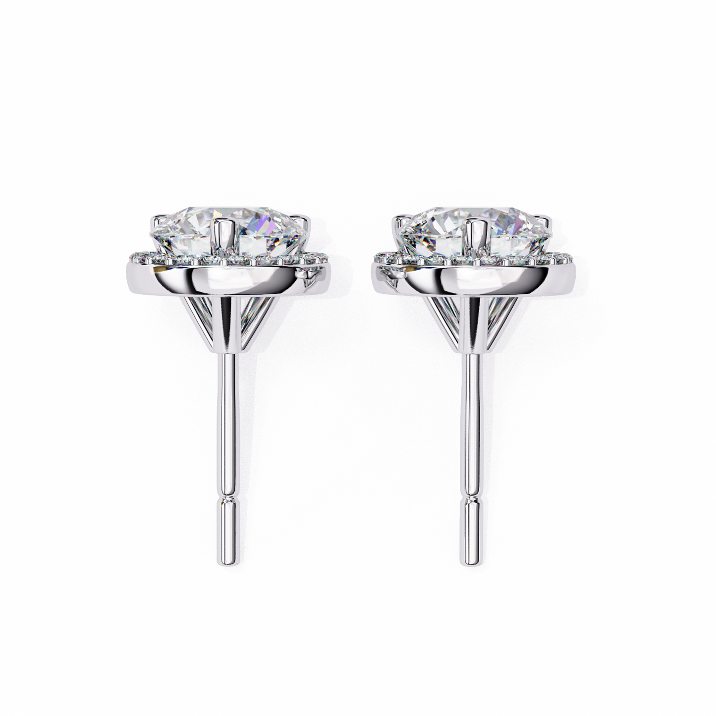 1.95 CTW Round Lab-Grown Diamond Micro-Pavé Halo Stud Earrings in 14K Gold
