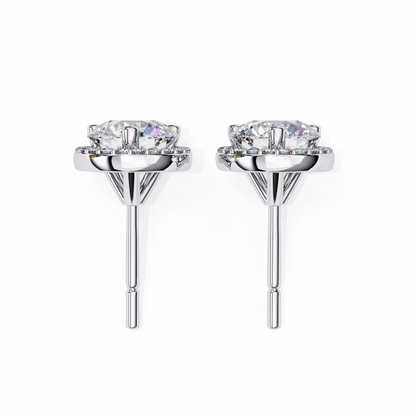 1.95 CTW Round Lab-Grown Diamond Micro-Pavé Halo Stud Earrings in 14K Gold