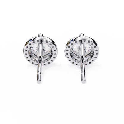 1.95 CTW Round Lab-Grown Diamond Micro-Pavé Halo Stud Earrings in 14K Gold
