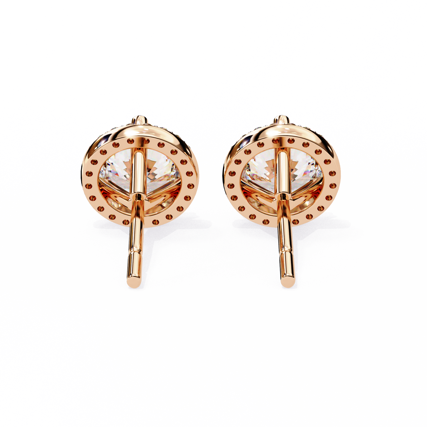1.95 CTW Round Lab-Grown Diamond Micro-Pavé Halo Stud Earrings in 14K Gold