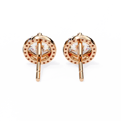 1.95 CTW Round Lab-Grown Diamond Micro-Pavé Halo Stud Earrings in 14K Gold