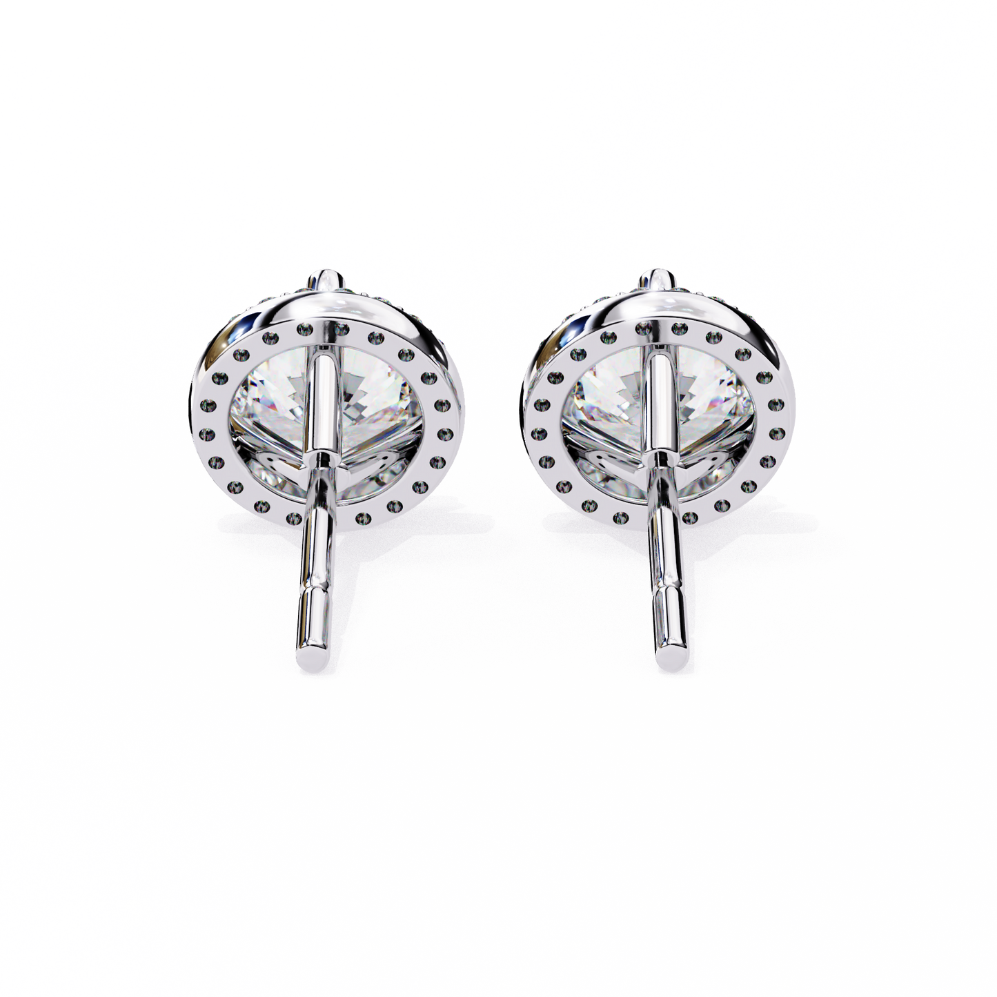 1.95 CTW Round Lab-Grown Diamond Micro-Pavé Halo Stud Earrings in 14K Gold