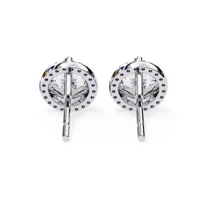 1.95 CTW Round Lab-Grown Diamond Micro-Pavé Halo Stud Earrings in 14K Gold