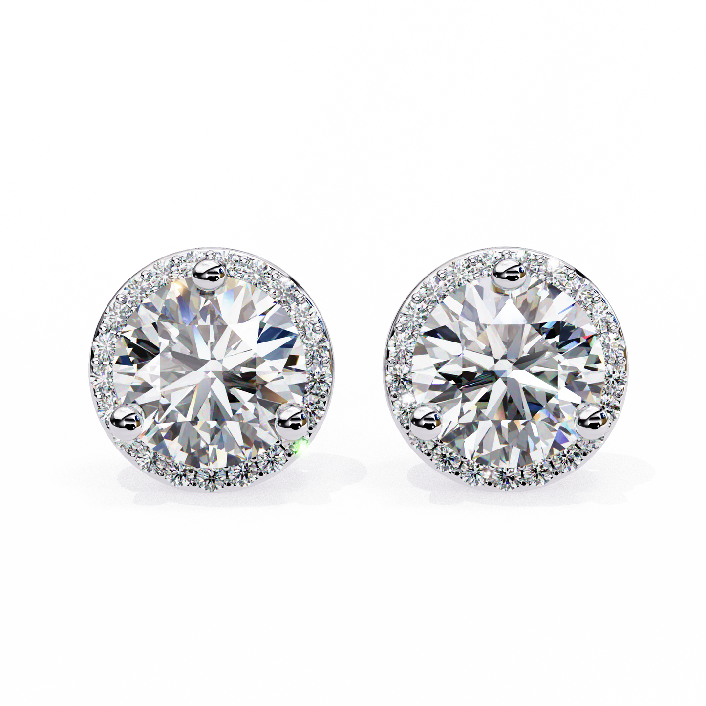 1.95 CTW Round Lab-Grown Diamond Micro-Pavé Halo Stud Earrings in 14K Gold