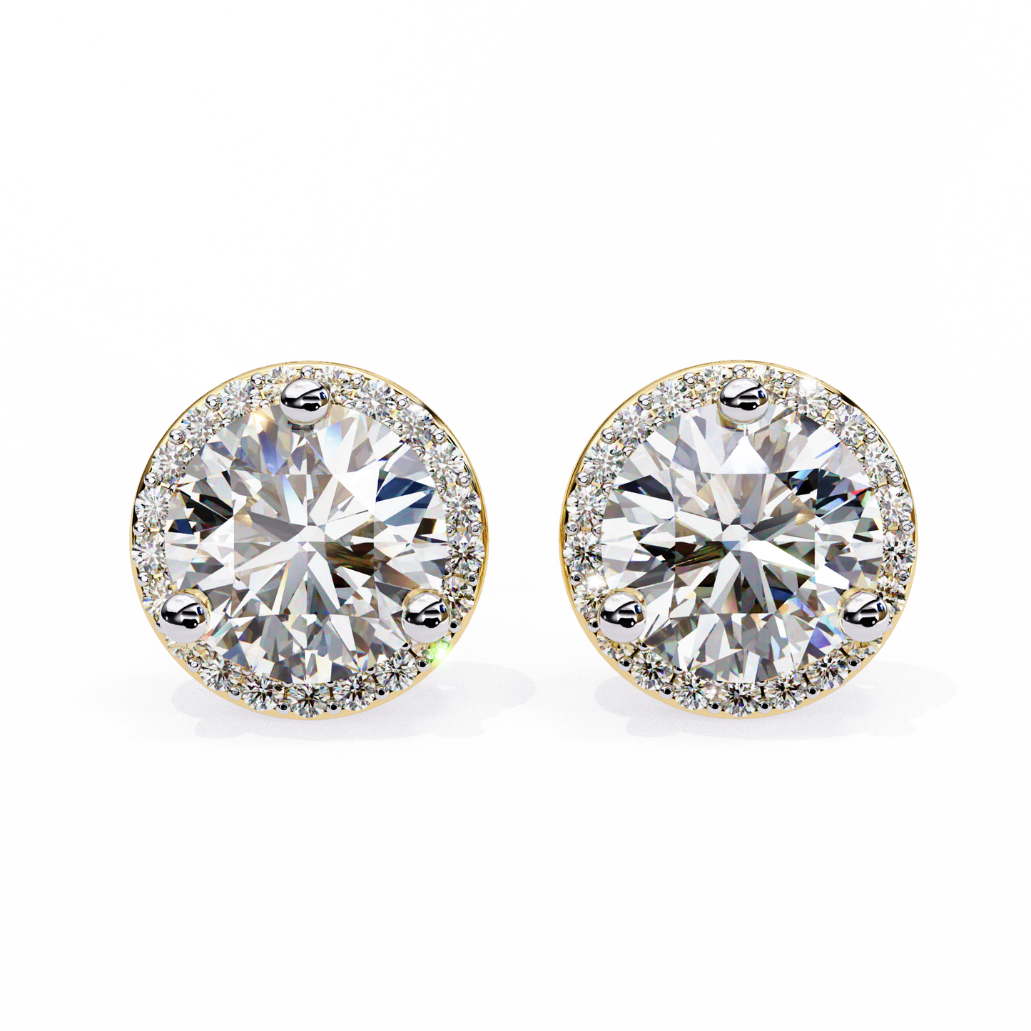 1.95 CTW Round Lab-Grown Diamond Micro-Pavé Halo Stud Earrings in 14K Gold