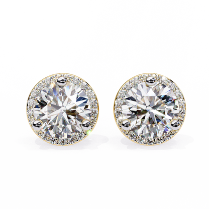 1.95 CTW Round Lab-Grown Diamond Micro-Pavé Halo Stud Earrings in 14K Gold
