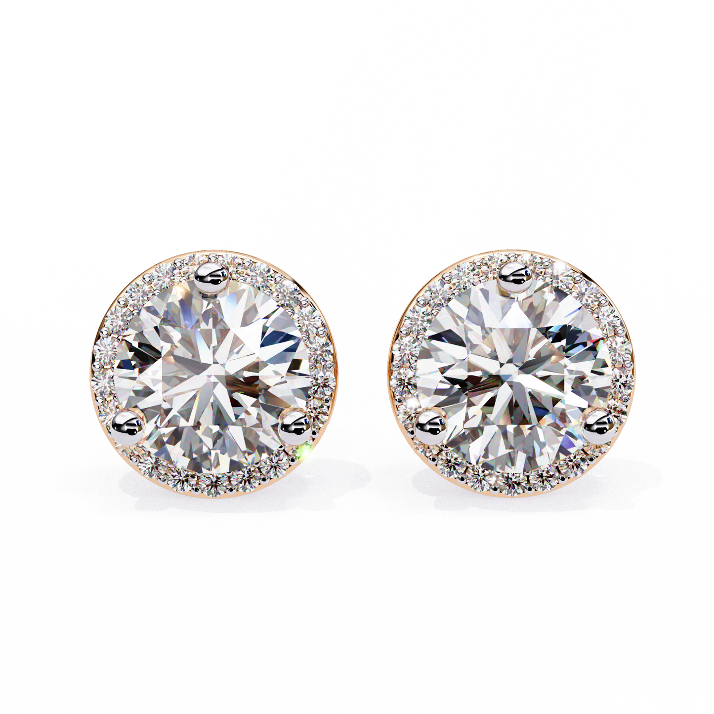 1.95 CTW Round Lab-Grown Diamond Micro-Pavé Halo Stud Earrings in 14K Gold