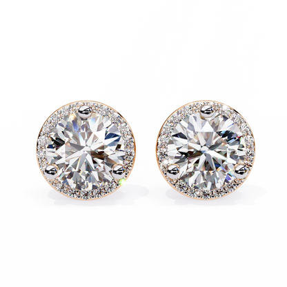 1.95 CTW Round Lab-Grown Diamond Micro-Pavé Halo Stud Earrings in 14K Gold