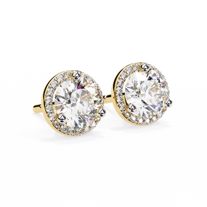 1.95 CTW Round Lab-Grown Diamond Micro-Pavé Halo Stud Earrings in 14K Gold