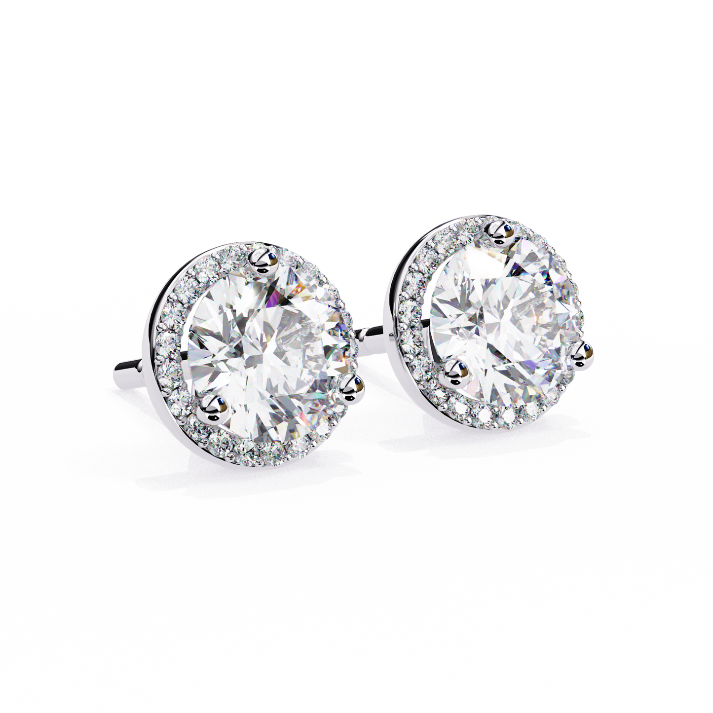 1.95 CTW Round Lab-Grown Diamond Micro-Pavé Halo Stud Earrings in 14K Gold