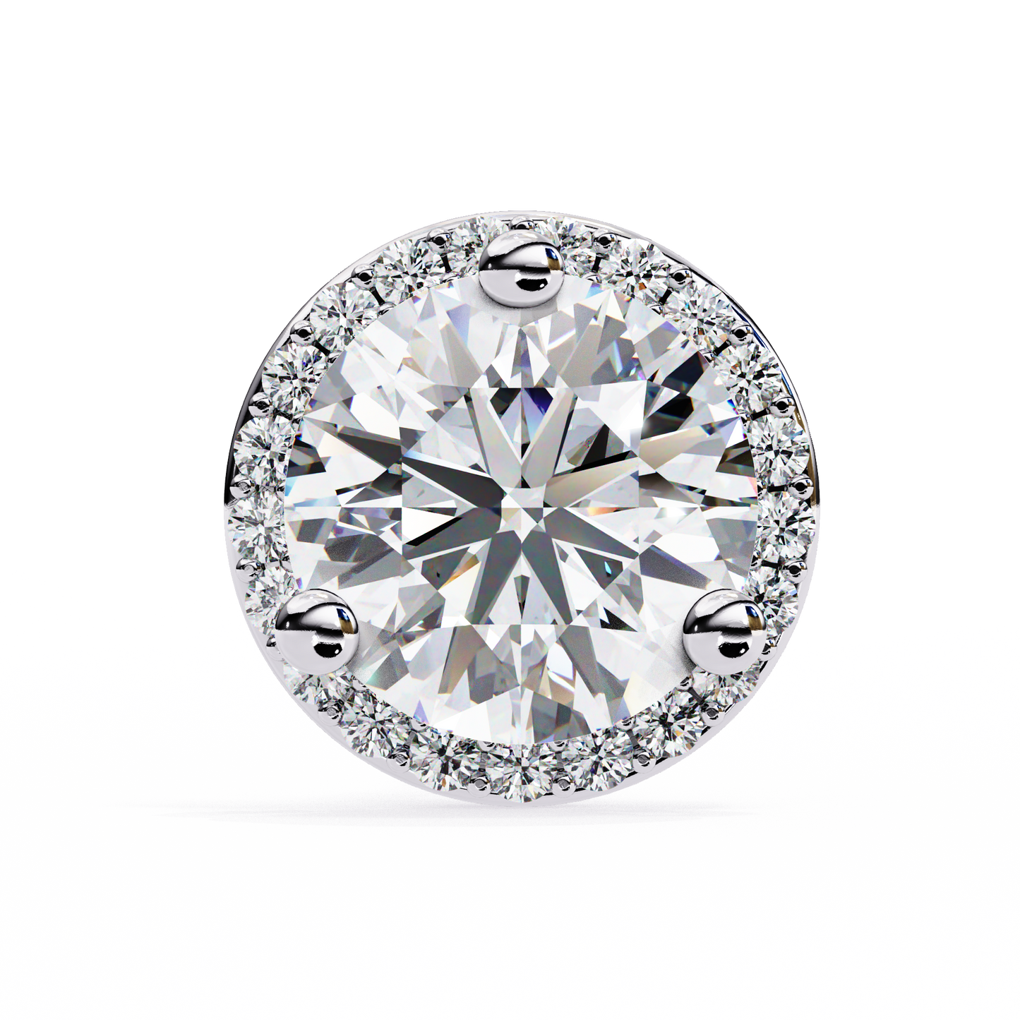1.95 CTW Round Lab-Grown Diamond Micro-Pavé Halo Stud Earrings in 14K Gold