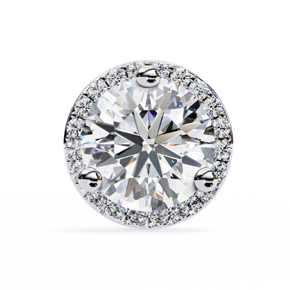 1.95 CTW Round Lab-Grown Diamond Micro-Pavé Halo Stud Earrings in 14K Gold