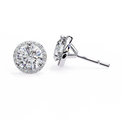 1.95 CTW Round Lab-Grown Diamond Micro-Pavé Halo Stud Earrings in 14K Gold