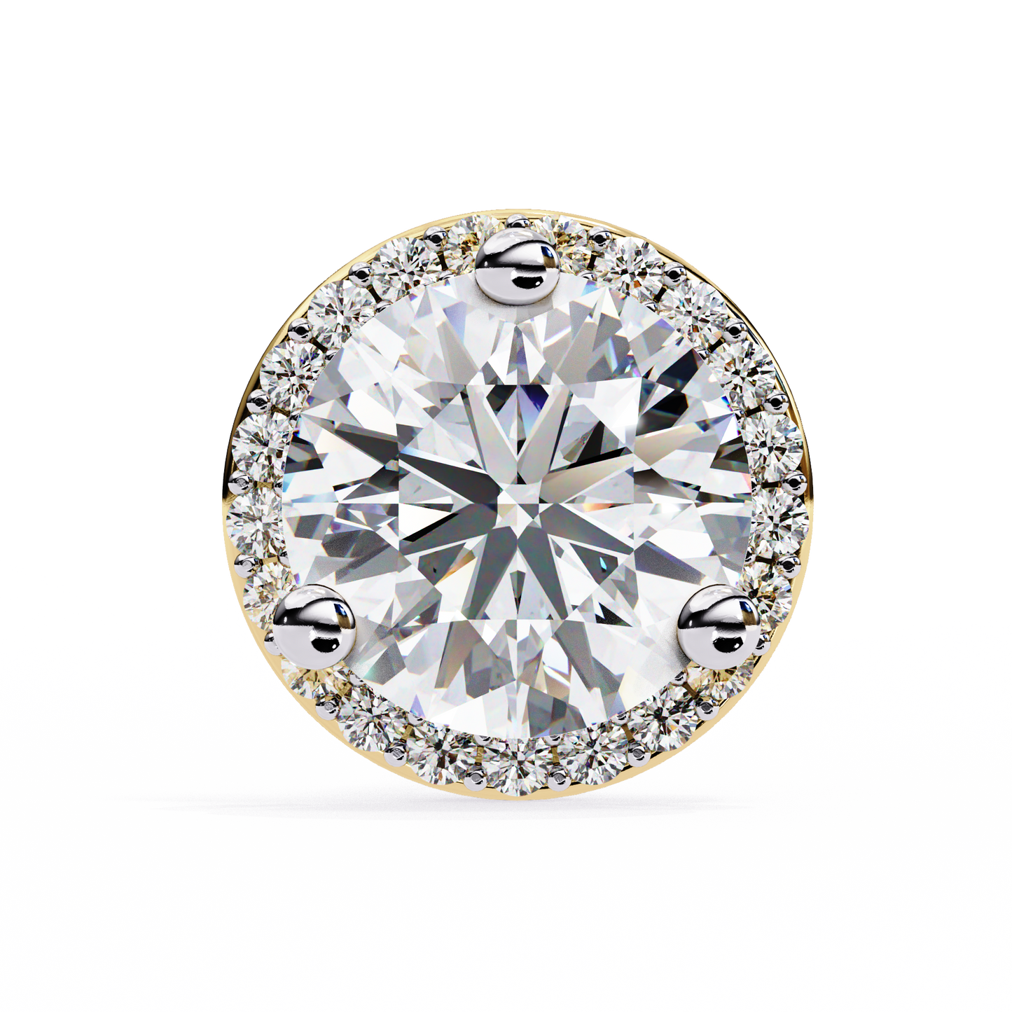 1.95 CTW Round Lab-Grown Diamond Micro-Pavé Halo Stud Earrings in 14K Gold