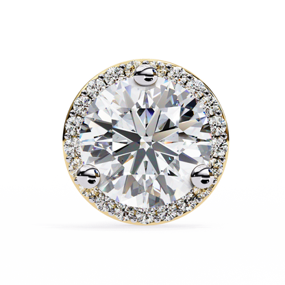 1.95 CTW Round Lab-Grown Diamond Micro-Pavé Halo Stud Earrings in 14K Gold